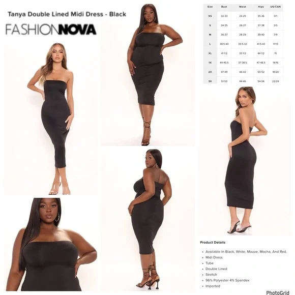 Fashion Nova | Dresses | Fashion Nova X Plus Size Black Tanya Double Lined  Midi Dress Nwt | Poshmark